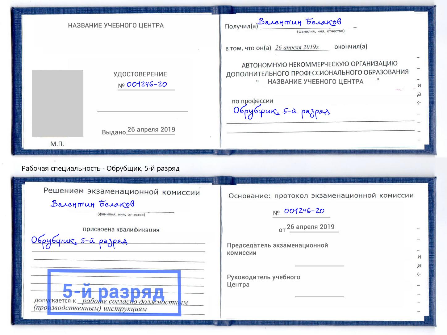 корочка 5-й разряд Обрубщик Балашов